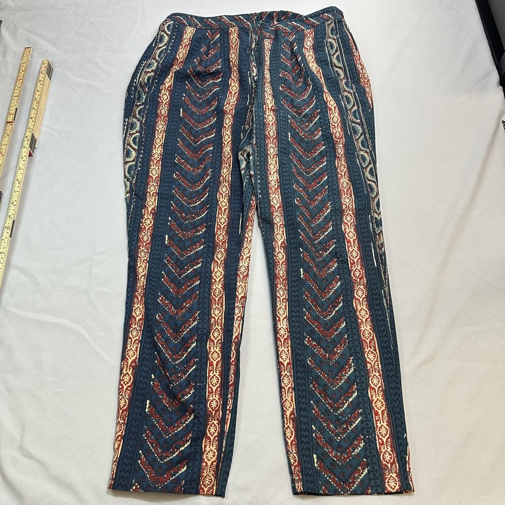 Lauren Ralph Lauren Pants Womens 14 Blue Striped Boho Hippie Elastic Waist